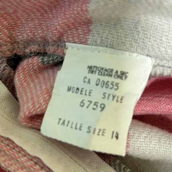 Vintage Gray Pink Plaid School Girl Wool Blend Skirt Size 14 - Picture 6 of 6